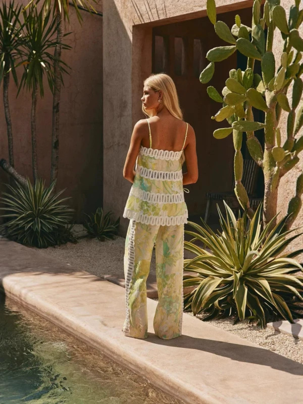 ZARA Indie Casual Stylish Versatile Lace Cami Top and Pants Set